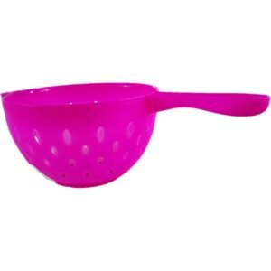 Sitko plastikowe, średnica 19,9 cm, kolor różowy/pomarańczowy.