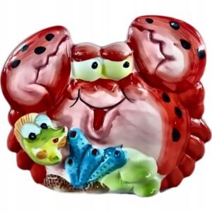 Skarbonka Ceramiczna 15x13cm Zwierzątka Morskie - Krab, Delfin, Rybka
