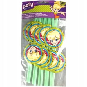 Party słomki koktajlowe, 10 szt., model Polly Pocket, 21 cm.