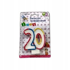 Świeczka Urodzinowa Podwójna '20' 8cm 1szt