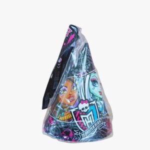 Czapeczka papierowa stożkowa z gumką 6szt 15cm w wor,z zawieszką wzór lalki