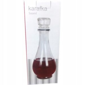 Karafka szklana, pojemność 500 ml, wymiar 23 cm, gładka, przeźroczysta, w p