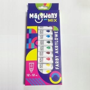 FARBKI AKRYLOWE 12 kolorów x 12 ml w tubach, w pudełku