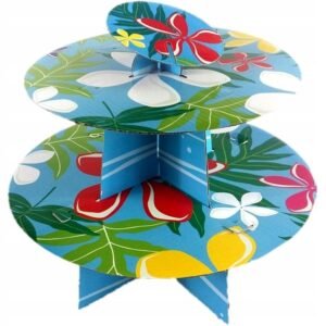Patera kartonowa składana 23,5 cm średnice 27/22 cm wzór: kolorowe kwiaty.