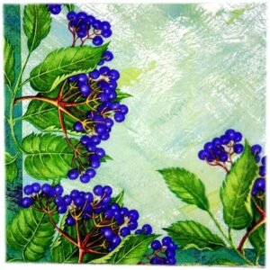 Serwetki trójwarstwowe, 33x33 cm, wzór „Dzikie Jagody”, 20 szt.