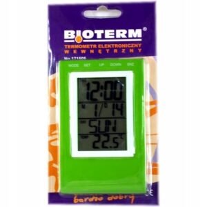 Zegar, kalendarz elektroniczny Bioterm 10x7cm zielony 6 funkcji