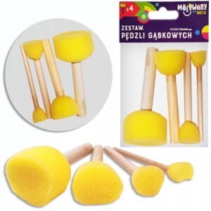 PĘDZLE PIANKOWE, gąbkowe do farb 4 szt. 10, 15, 25 i 40 mm