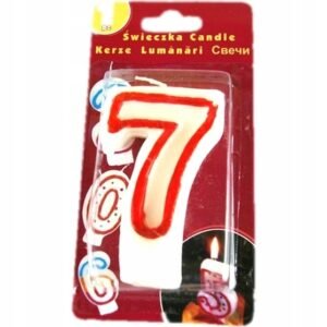 Świeczka urodzinowa cyfra "7", bordowa, 7,5 cm.