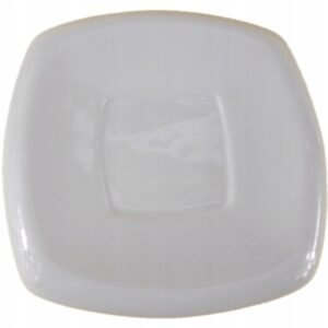 Spodek porcelanowy pod filiżanki, średnica 13 cm, kremowy, kwadratowy.