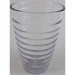 Szklanka z grubego szkła, pojemność 300ml, 12×8 cm, wytłaczana.